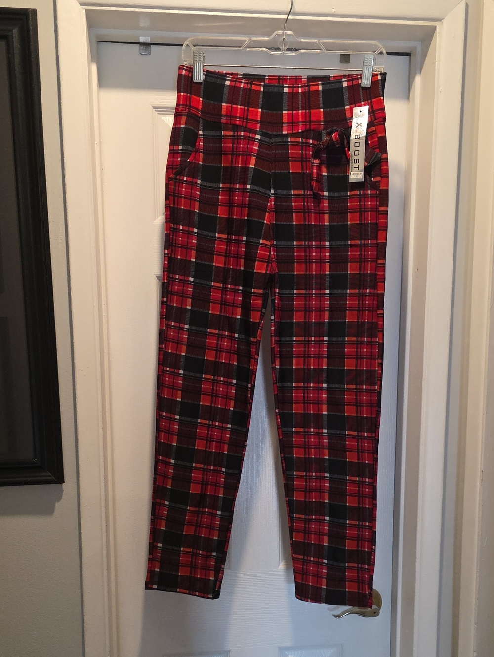 Red & Black Plaid Skinny Pants